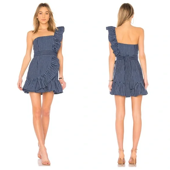 Alexis Konner One Shoulder Ruffle LinenBlend Dress - Picture 3 of 7